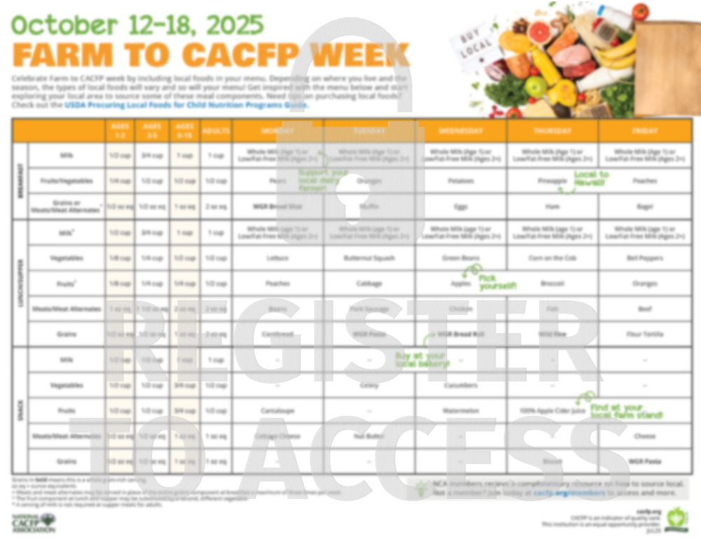 Register to Access Farm to CACFP cacfp.org