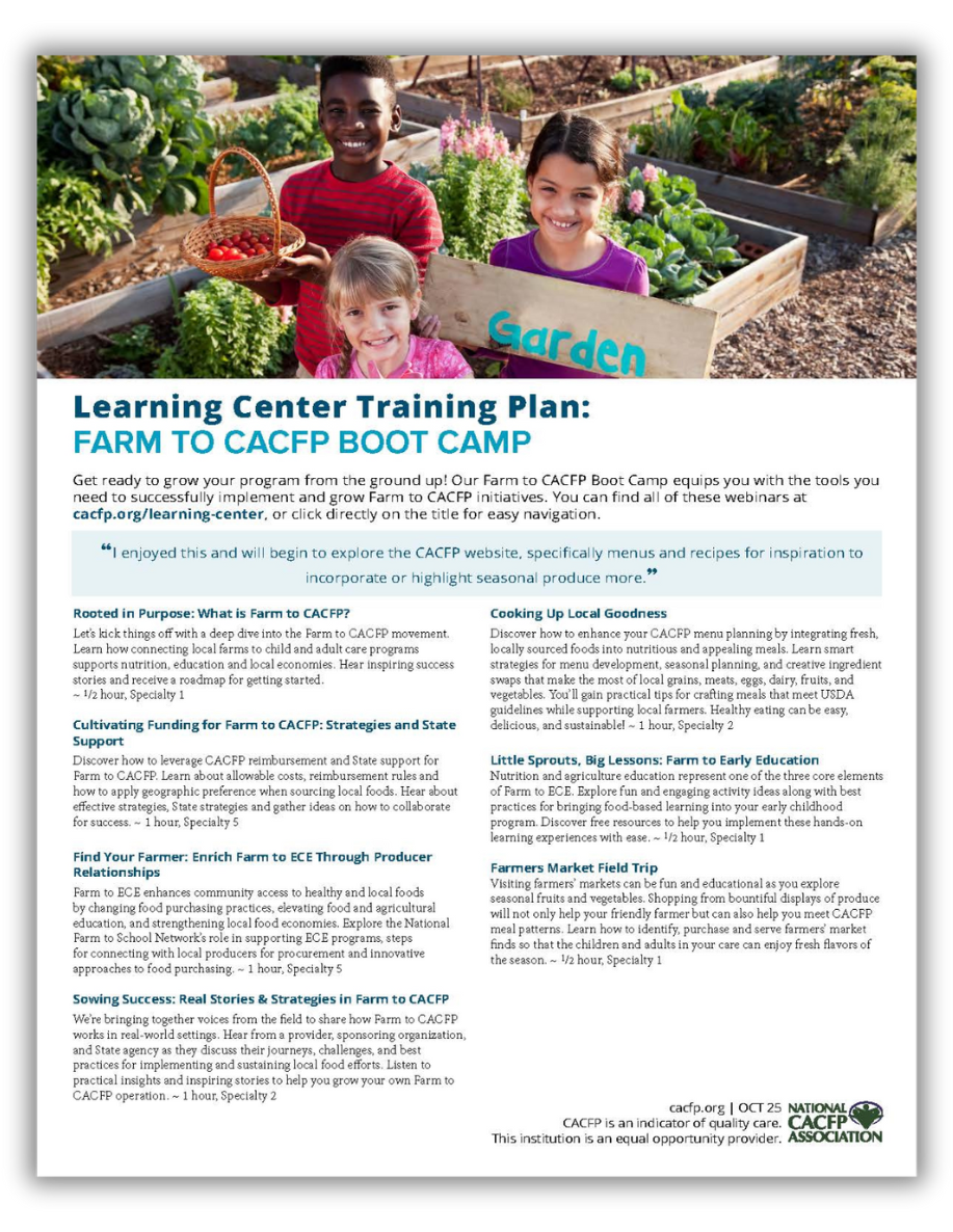 Farm to CACFP Boot Camp