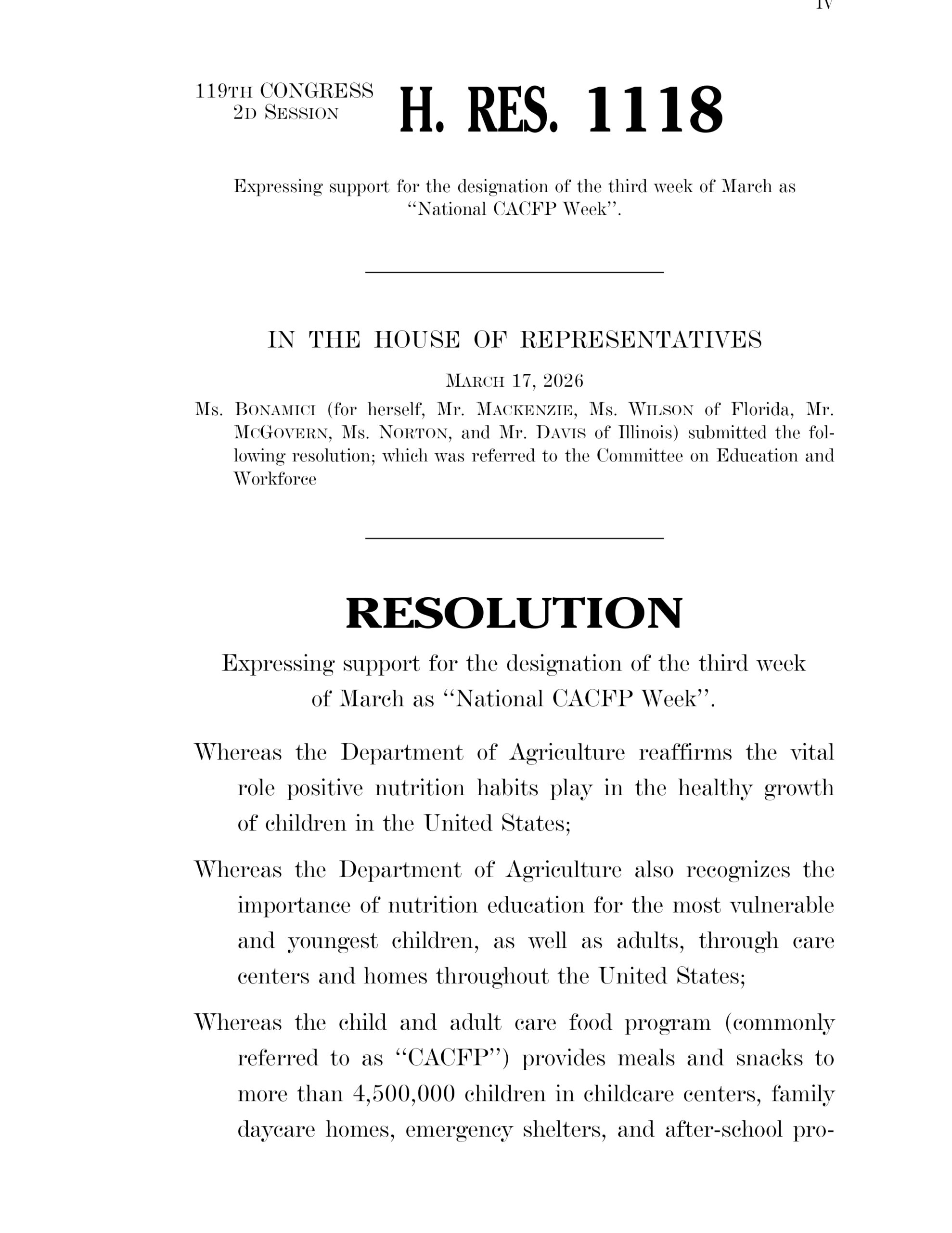 2026 CACFP Week House Resolution
