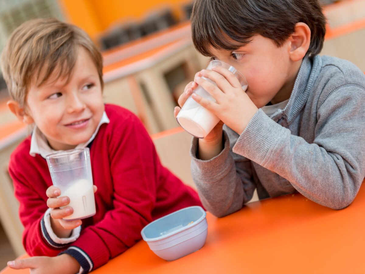 boys drinking milk interior