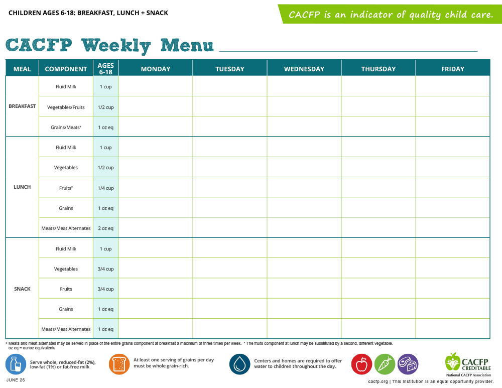 weekly menu 6-18 2026