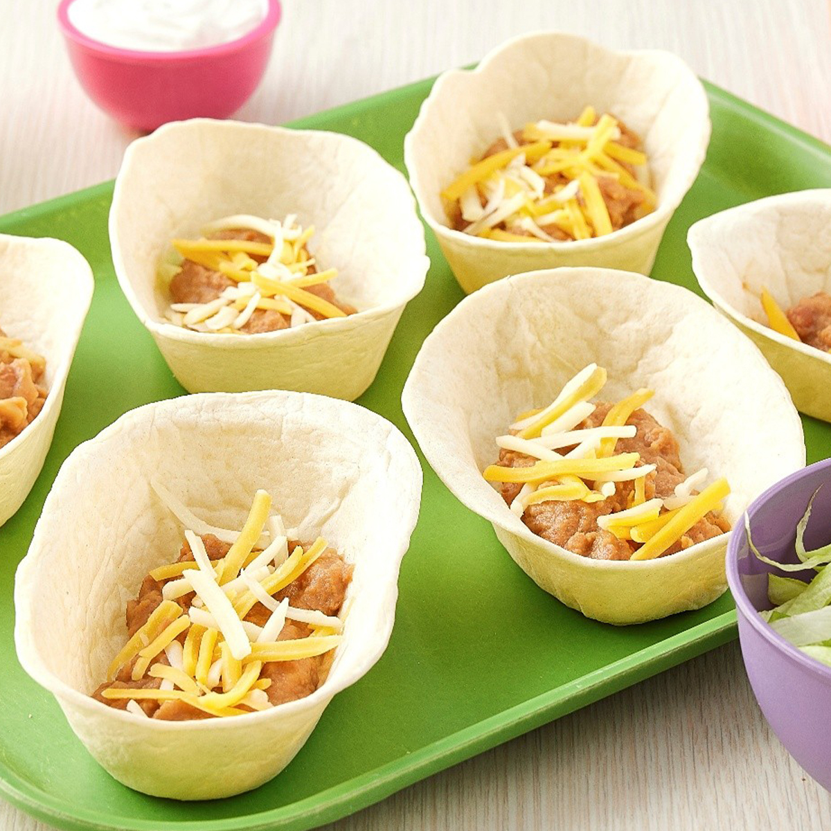 Easy Bean and Cheese Tortilla Bowls
