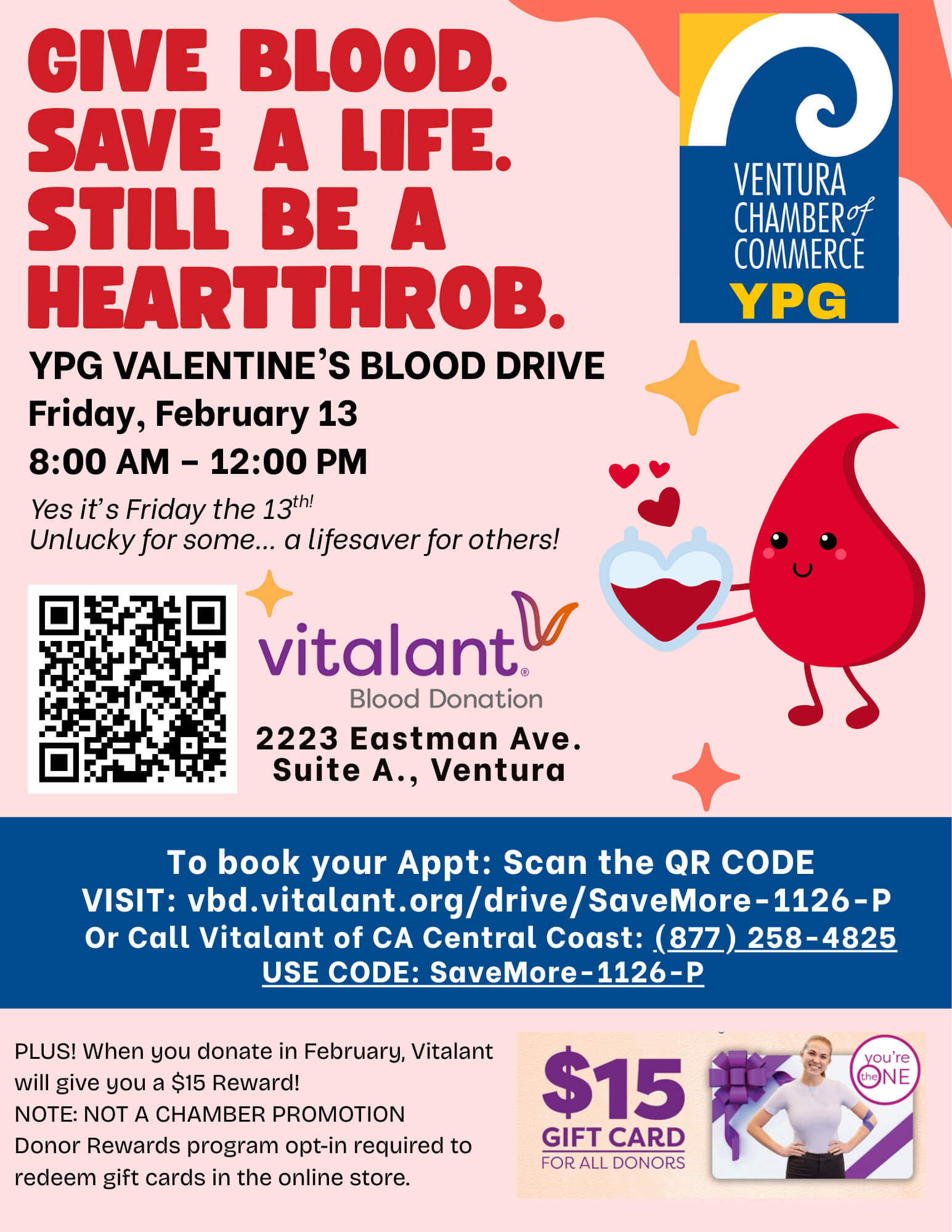 GIVE BLOOD. SAVE A LIFE. STILL BE A HEARTTHROB.