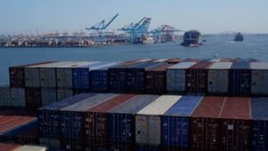 photo of the port, with shipping containers