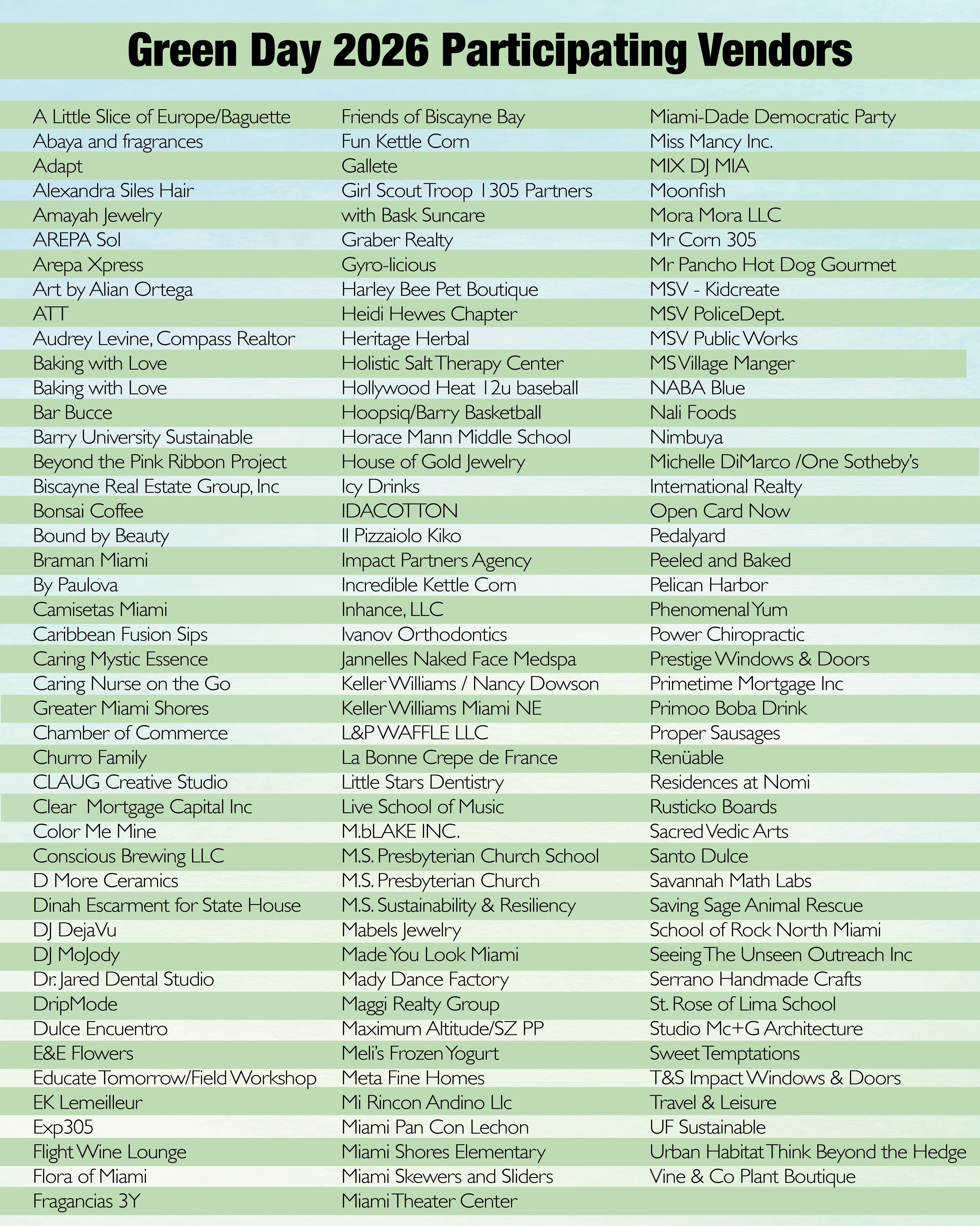 Participating Vendors