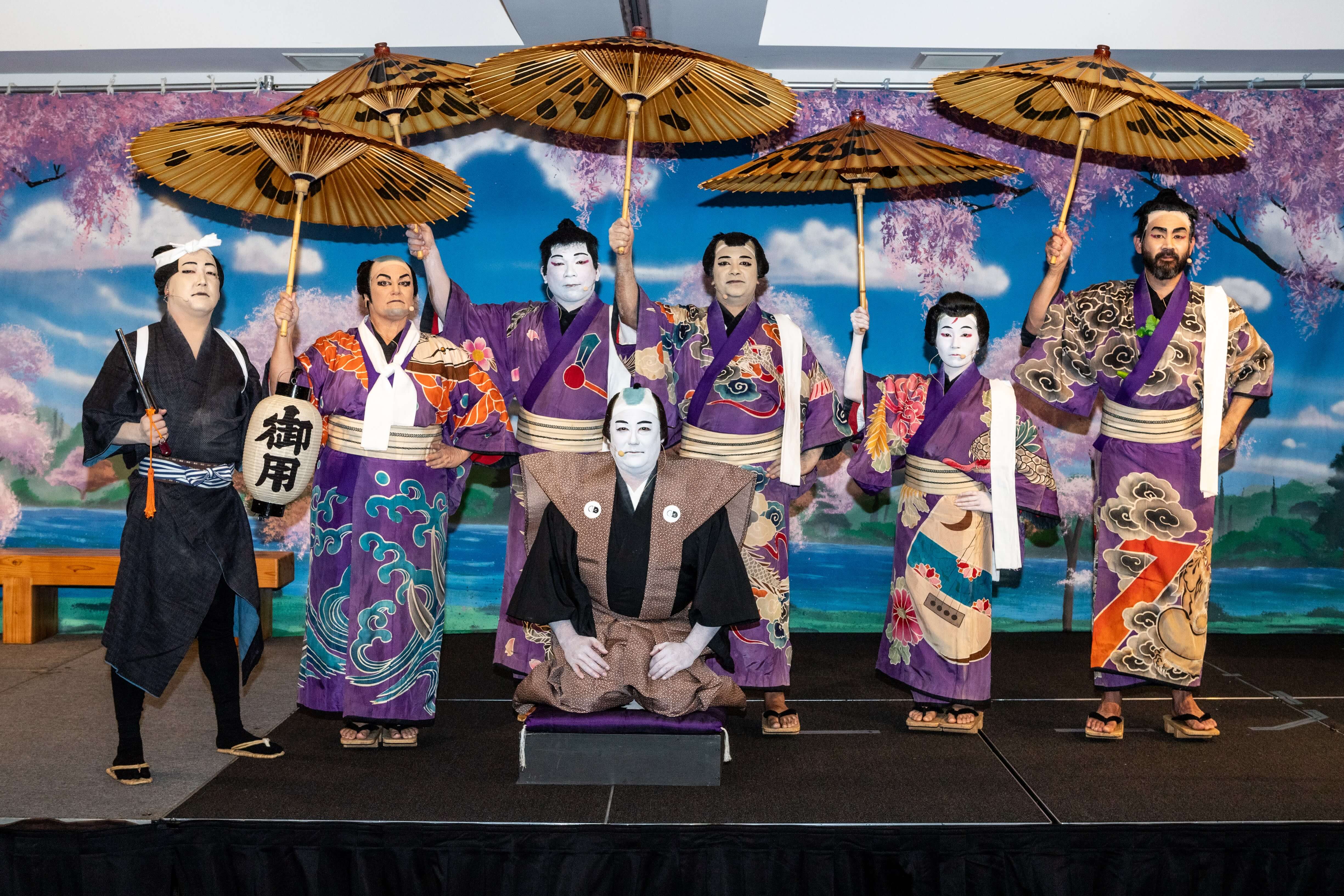 Otsukaresama deshita to our Kabuki cast! From left to right: Aaron Muraki, Shannon Cleary, John Leano, Joy Barua, Tobie Egami, David Jones. Seated: Craig Hirasaki
