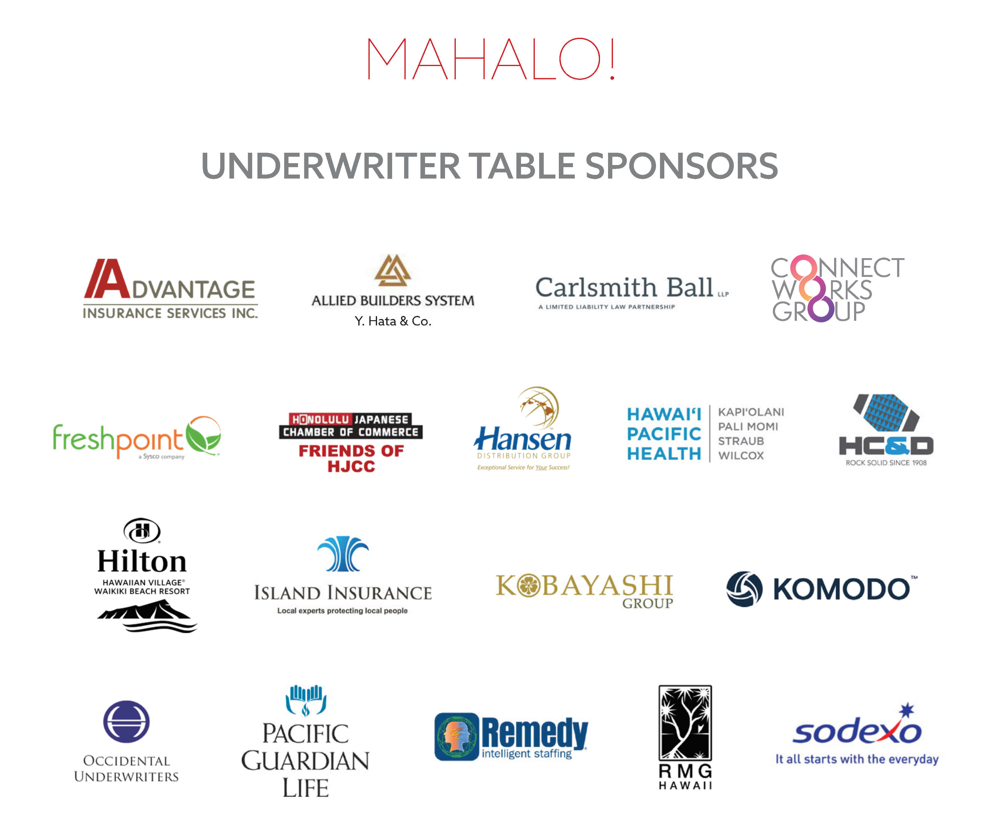 Underwriter Table Sponsors