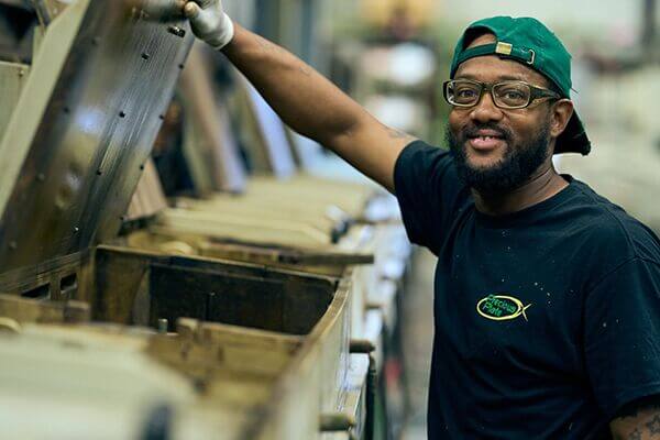 A Precious Plate employee working inside its Niagara Falls manufacturing facility.