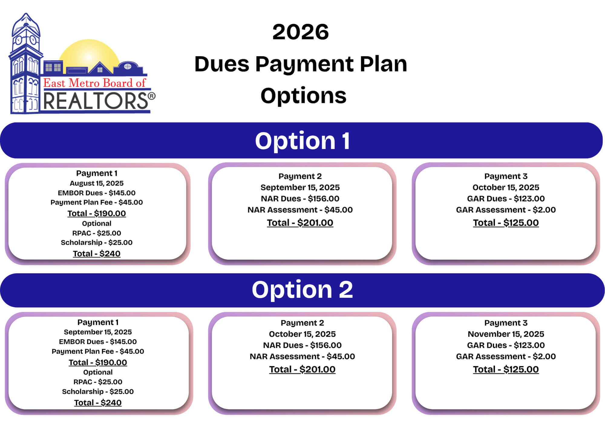 2026 Dues Payment Plan Options (5 x 7 in) (7 x 5 in)