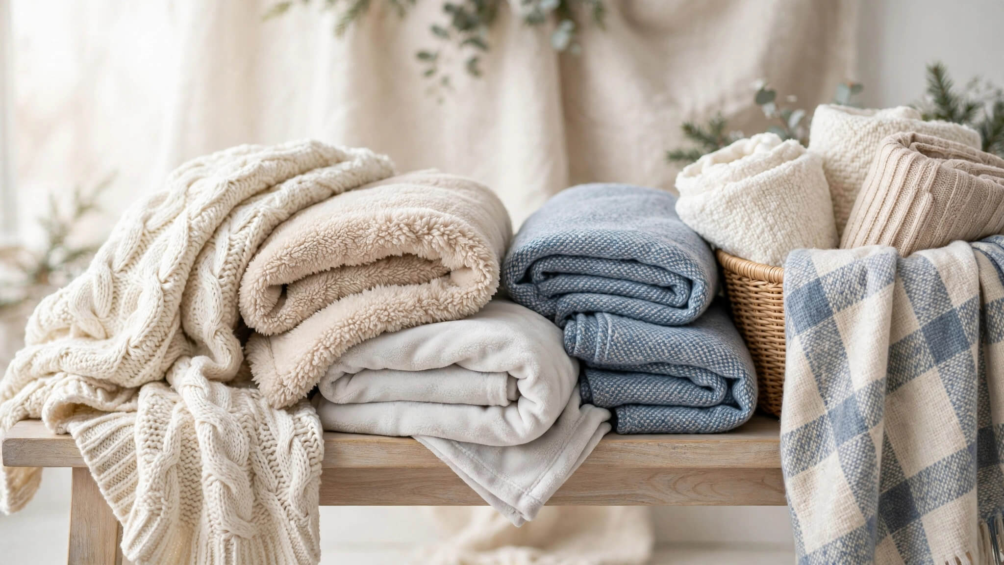 Cozy throw blankets ready for donation to Mutual Ground families