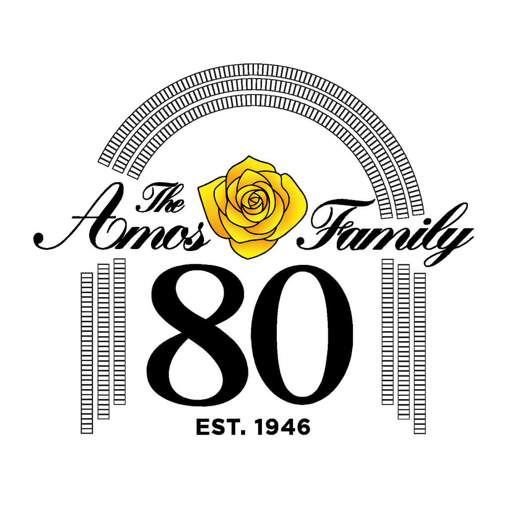 Amos 80th Logo