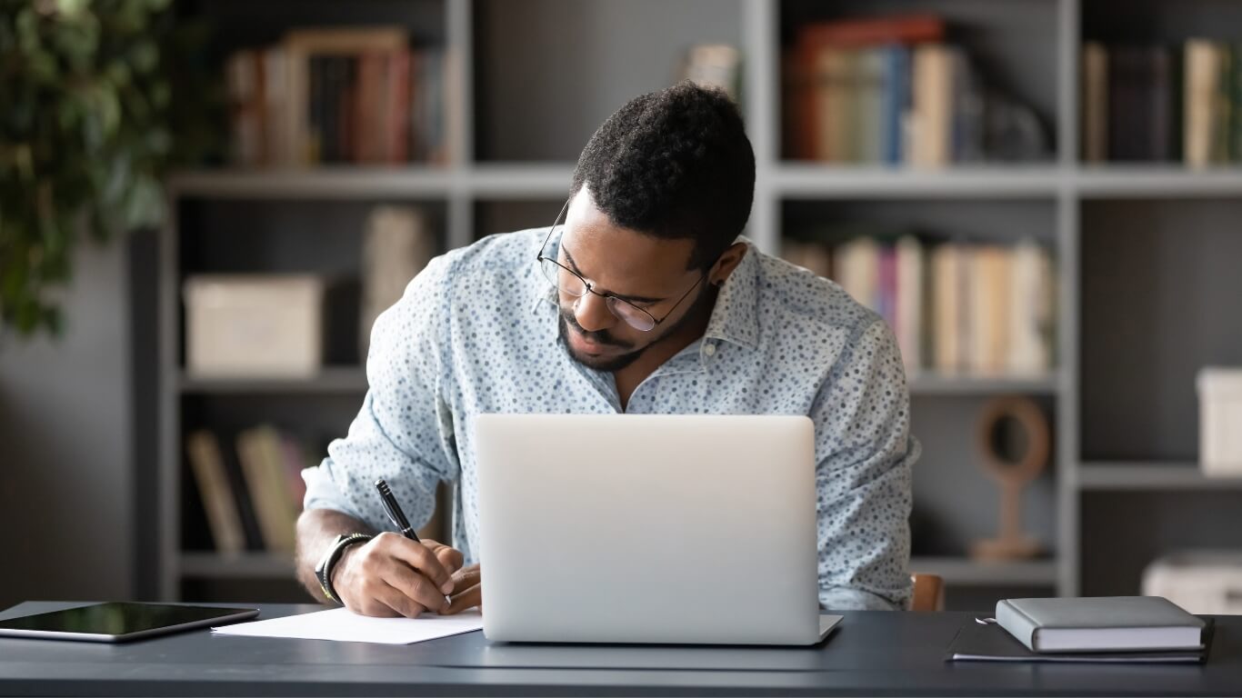 man on computer