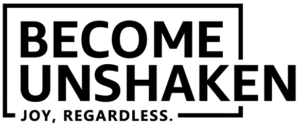 become unshaken black text logo