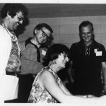 Sam Beatty (Executive Director), Ralph O'Dette, Margaret (Peg) Fischer, Doug Price, signing Wiley Contract