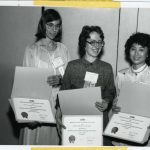 Deborah (ralf) Shaw, Linda C. Smith, Dudee Chang receiving Student Chapter of the Year Award (Illinois)