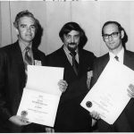 Art Elias (center) presenting Best JASIS Paper Award to James E. Rush and R. Salvador
