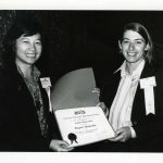 Ching-Chih Chen (Simmons) presenting Student Paper Award to Brigitt Huybrechts (student at University of Maryland), ASIS '79