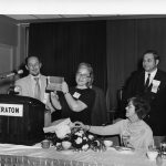 Charles P. Bourne, Eugene Garfield, [unidentified woman], Mary Herner, Herbert Koller (l-r), Mel Weinstock (rear)