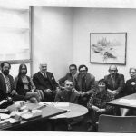 ASIS Commission on Long-range planning: Charles Meadow, Joshua White, Beth Krevitt-Eres, and others; Pauline Atherton Cochrane sitting on floor