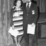 Rowena Swanson, Arthur Elias. Swanson is receiving the Best JASIS Paper Award, 1975