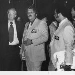 Senator Hubert Humphrey, Sam Beatty, Joshua Smith. ASIS Bicenntential 1976