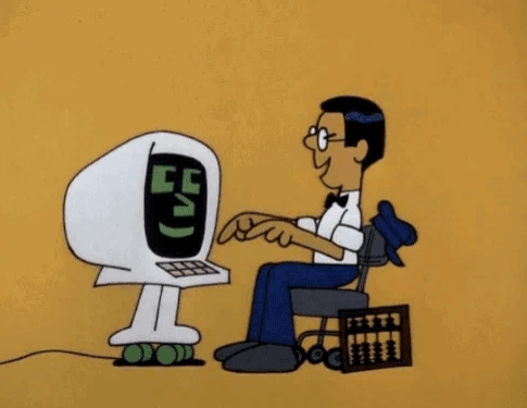 School House Rock illustration of a person typing at a computer.