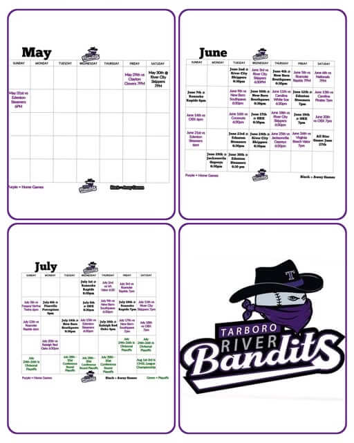 tarboro river bandits 2026 season schedule