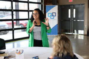 Whitney Harvey speaks to attendees at the Inclusion Insights session on March 12.