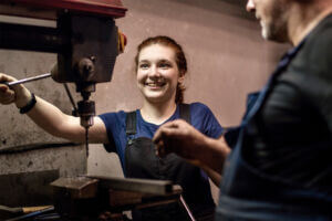 Young girl participating in work-based learning