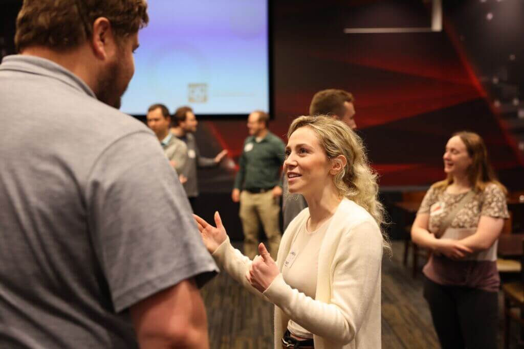 Young professional networking at a Young Professionals Network Breakfast Club event.