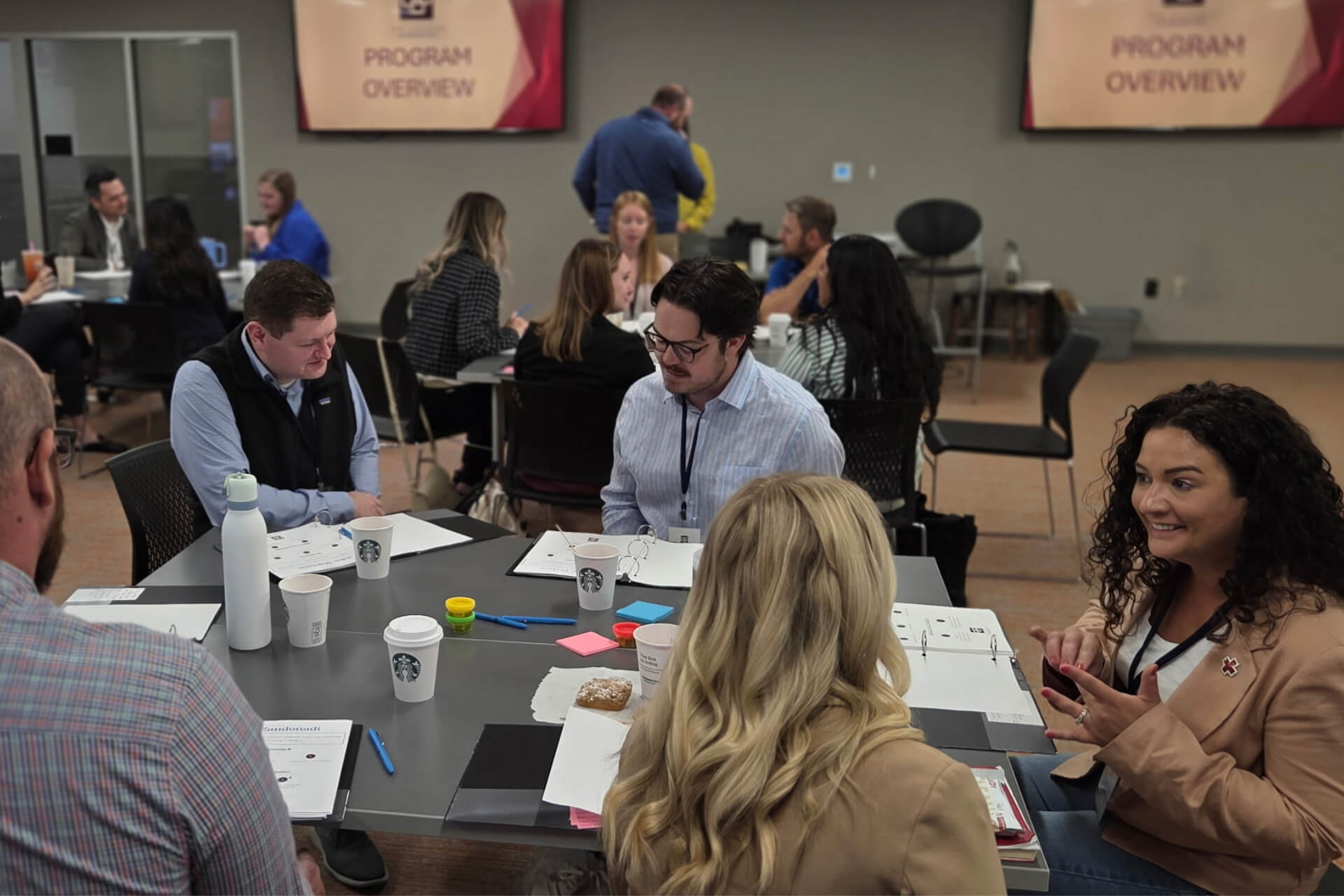 9-2_BlogHeader-LFMWF Leadership FMWF participants engaging in their first session, building connections and practicing leadership growth through communication.