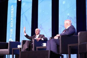 Neel Kashkari, president and CEO of the Federal Reserve Bank of Minneapolis, speaks during a fireside chat at the FMWF Chamber’s 2026 Midwest Economic Outlook Summit.