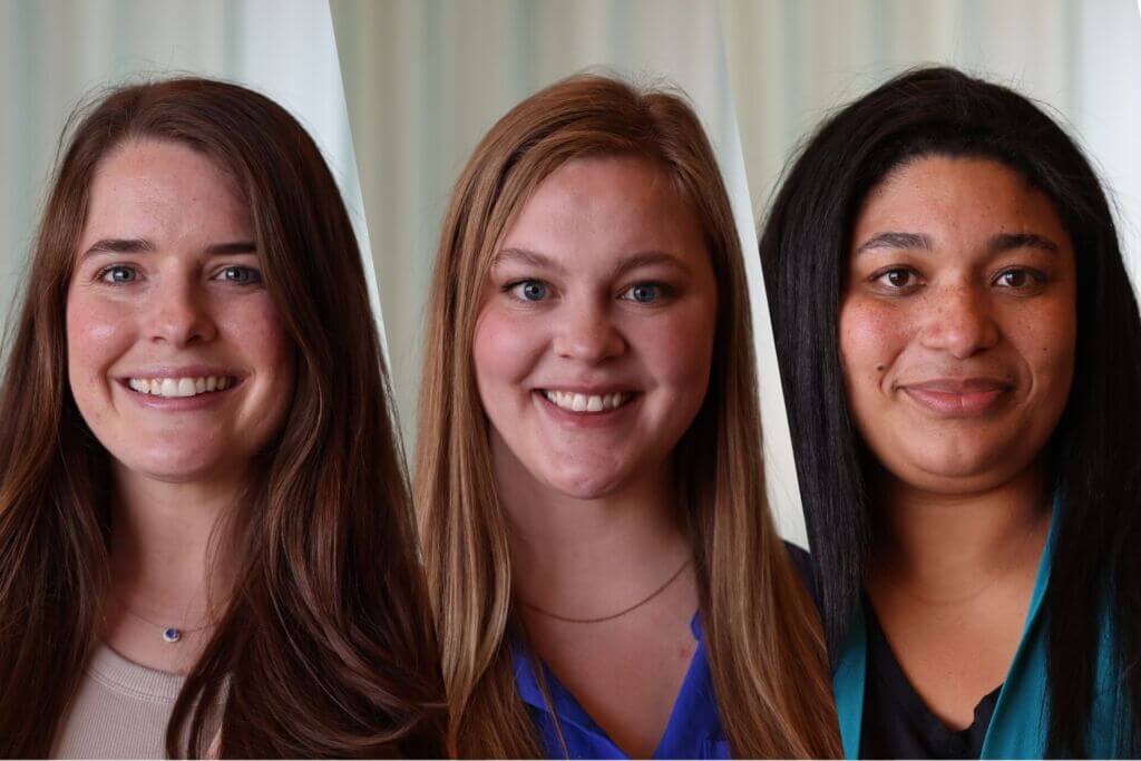 Leadership FMWF Class of 2026 participants Menley Denham, Sarah Landsem, Beth Prashek