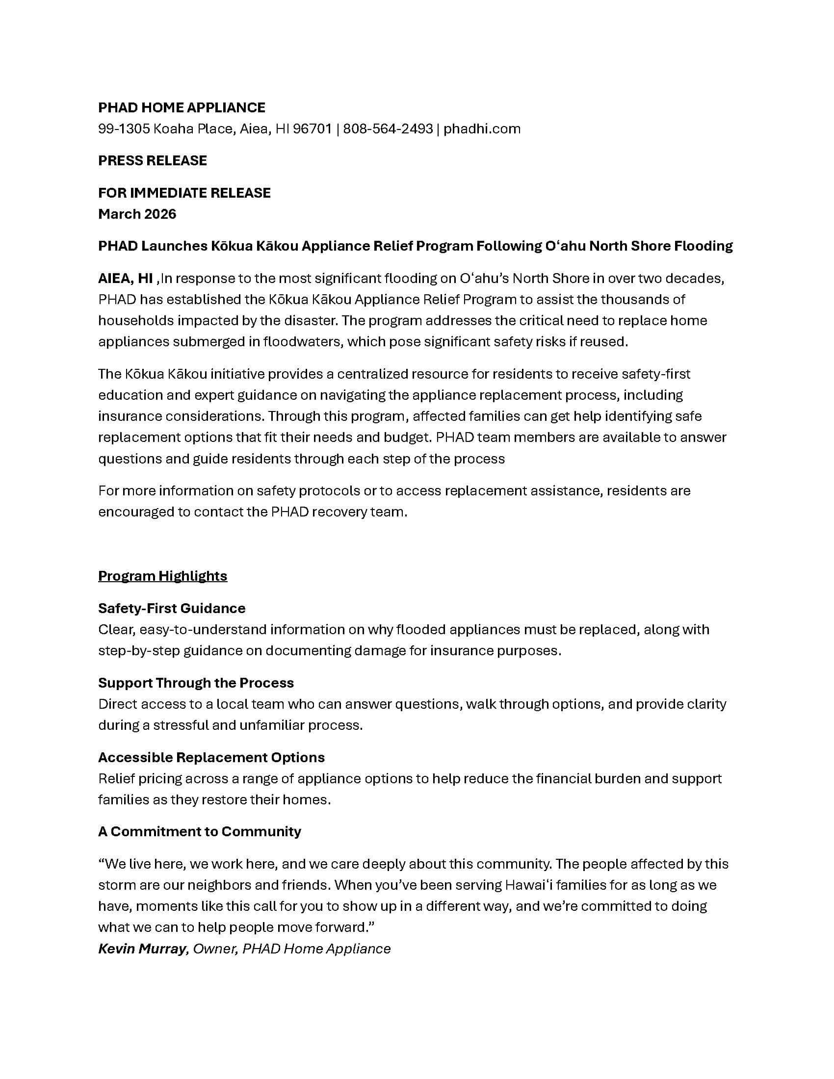 PHAD_ Kōkua Kākou Appliance Relief _Press Relief_Page_1