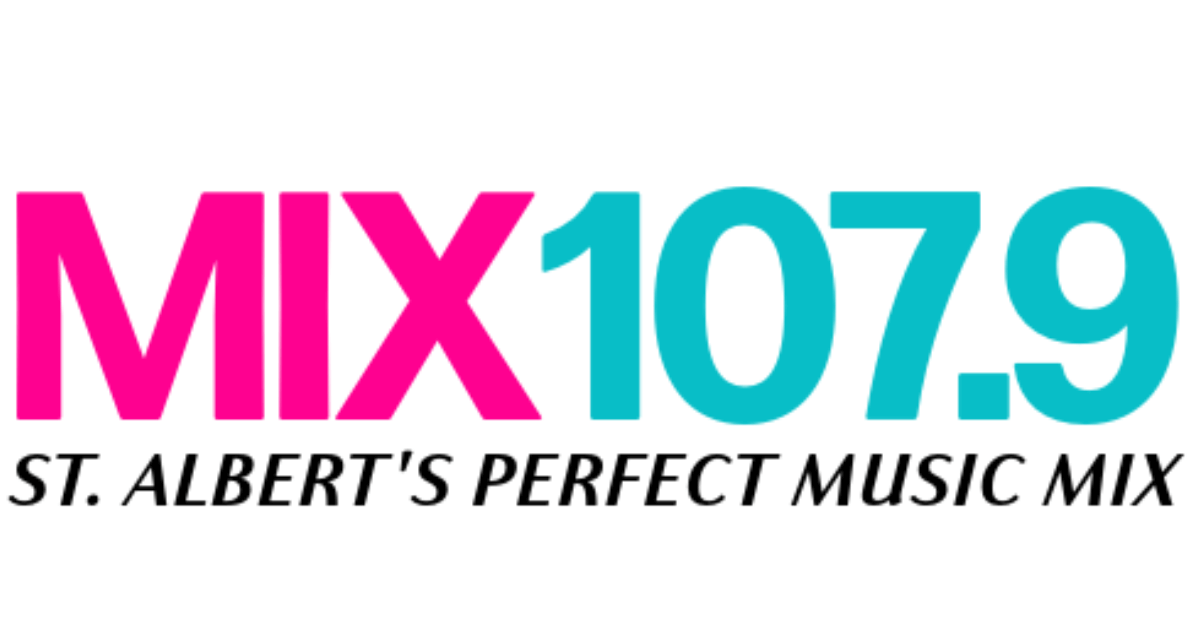 Mix 107.9 logo- pink and blue