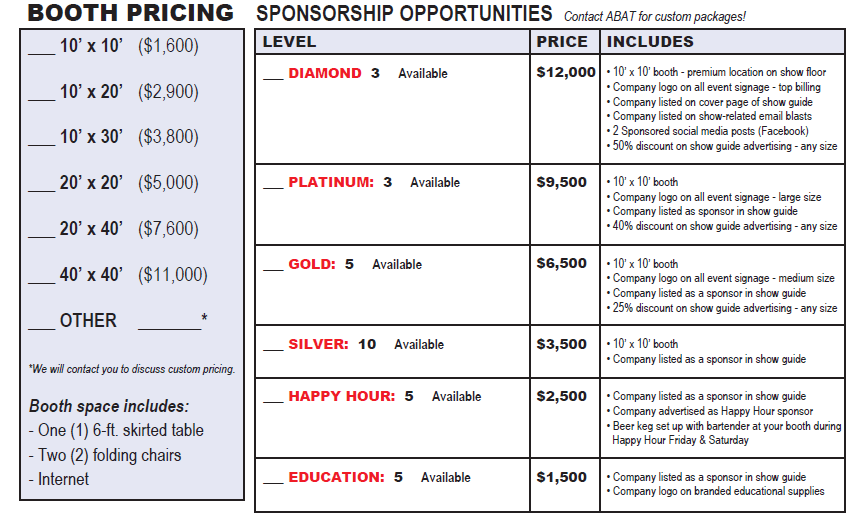booth pricing