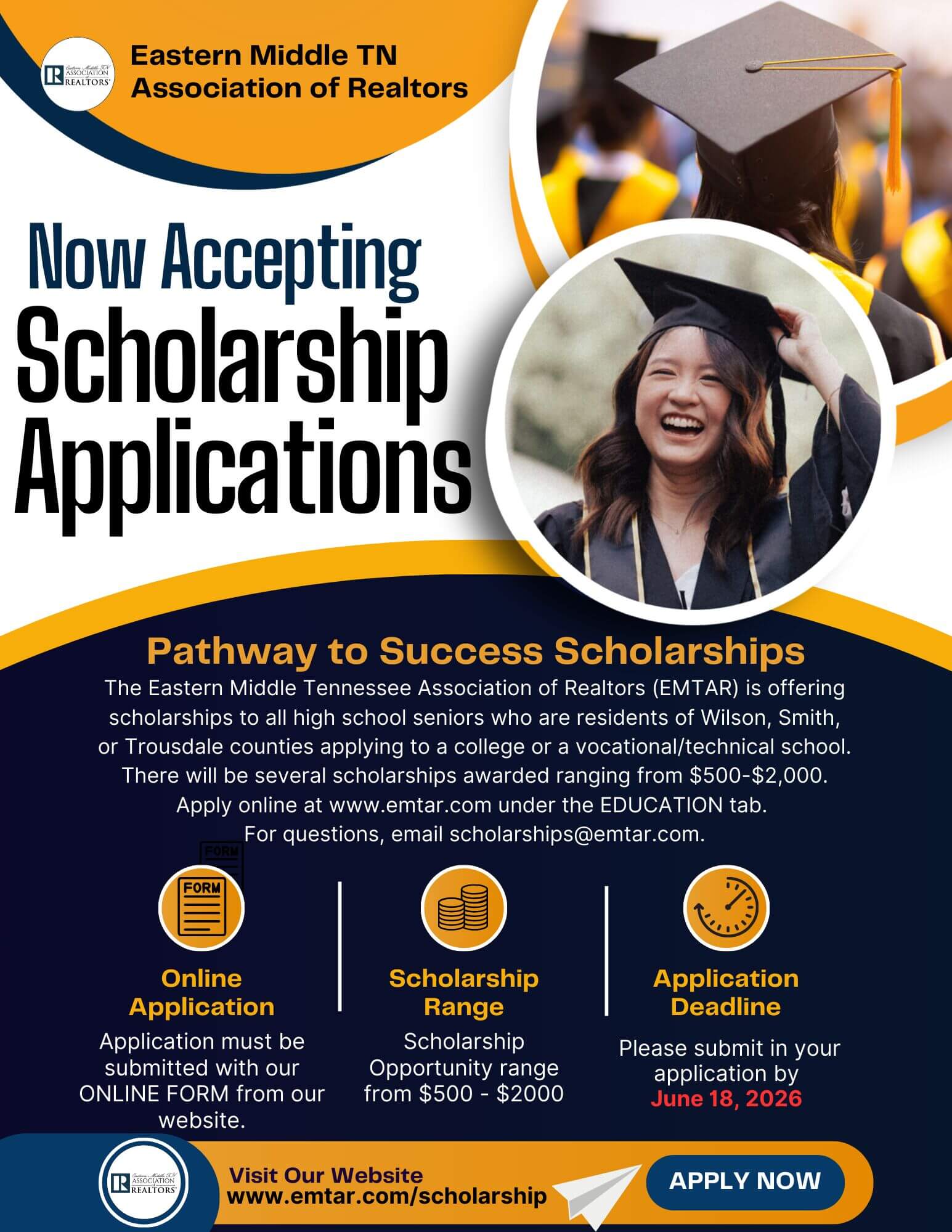2026 EMTAR Scholarship Application Flyer