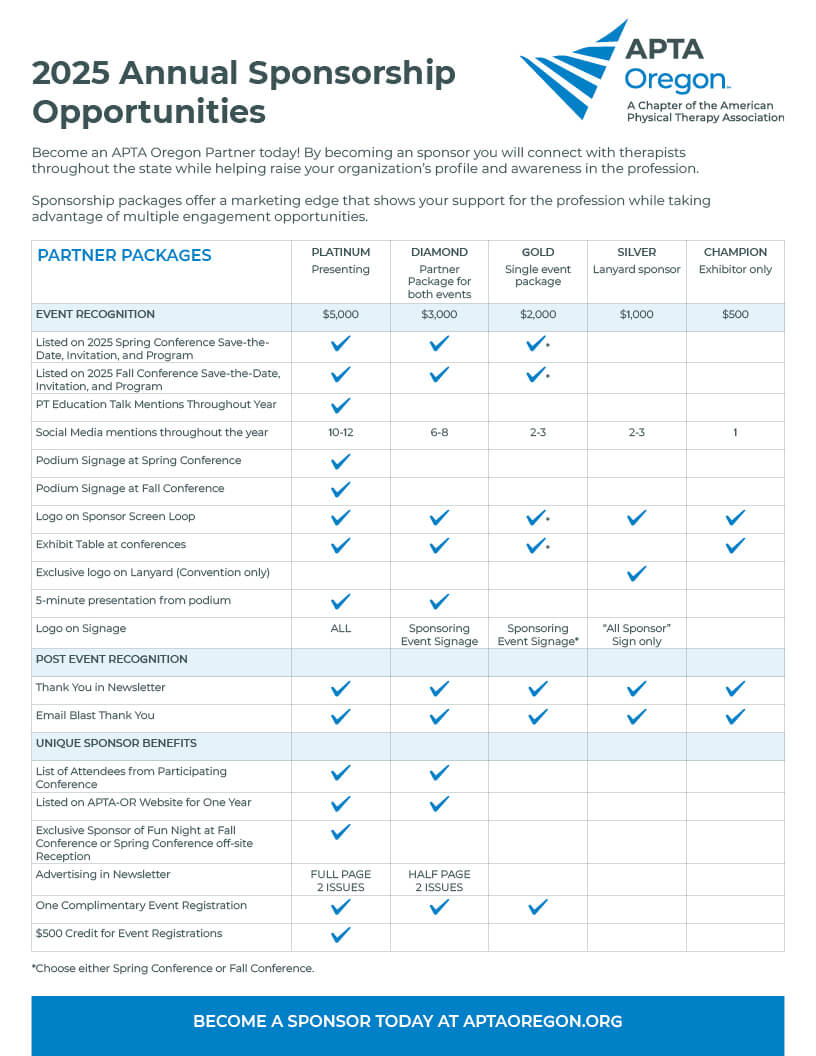 APTA Oregon Sponsorship Opportunities