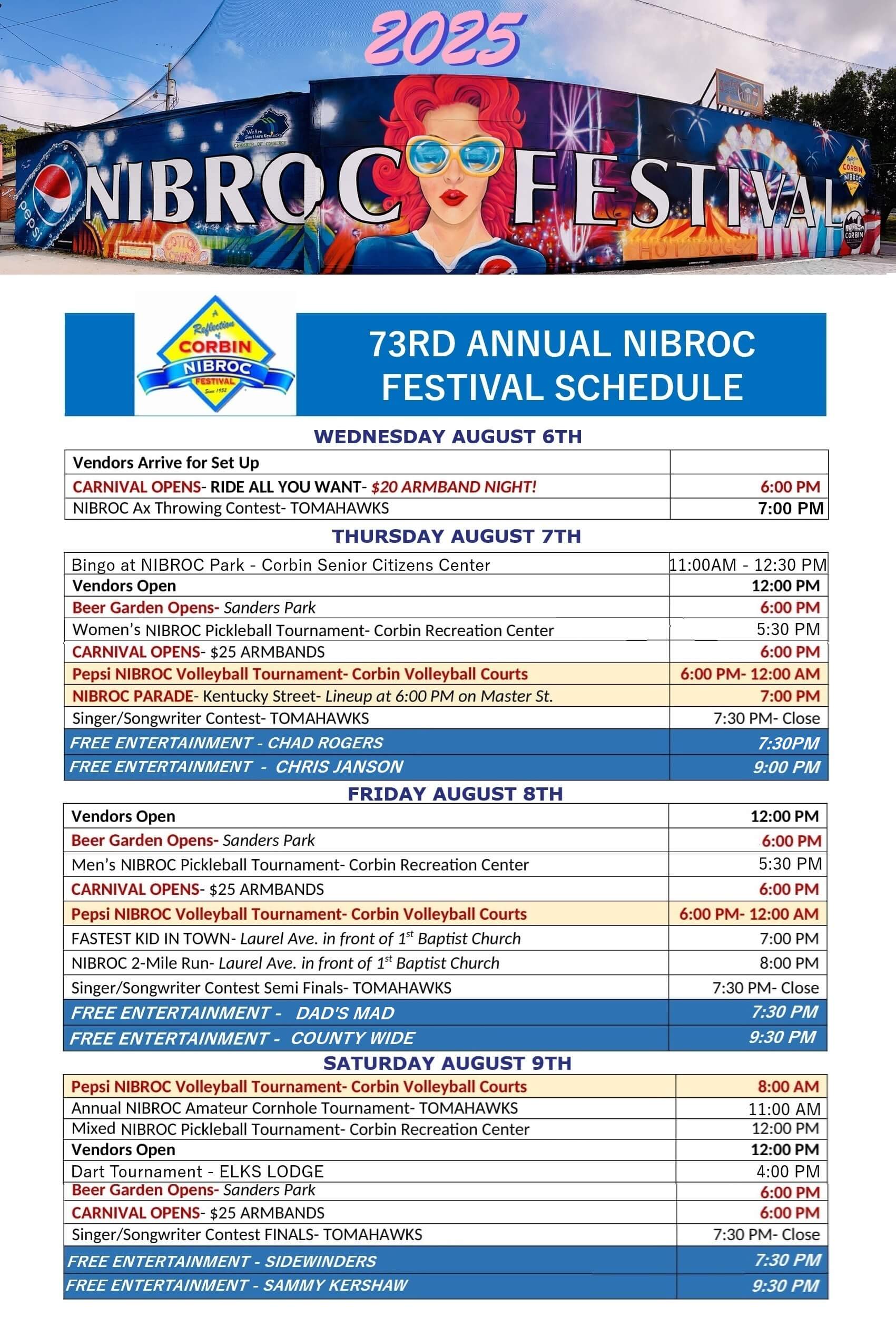 NIBROC 2025 Schedule
