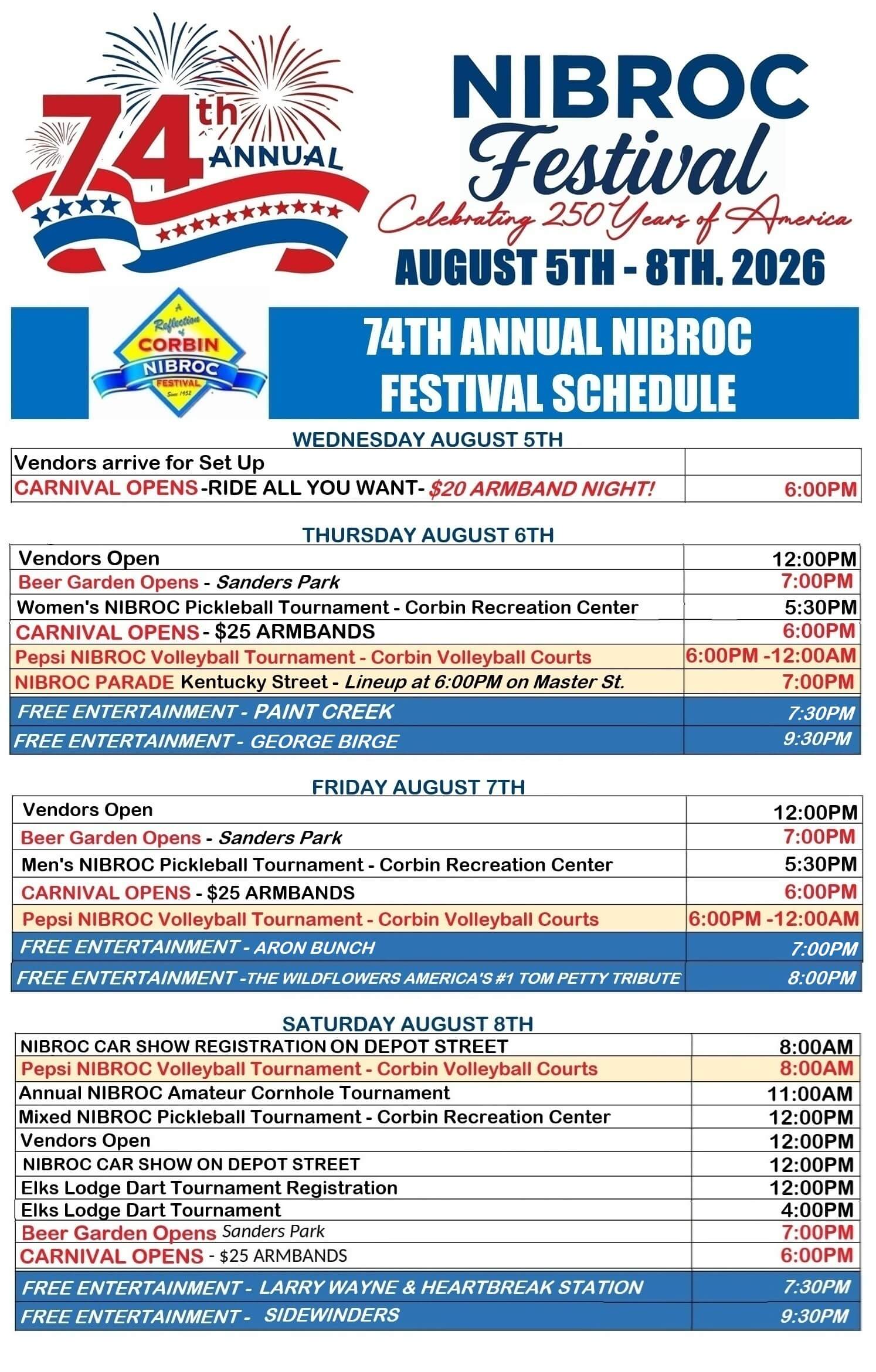 2026 NIBROC Schedule