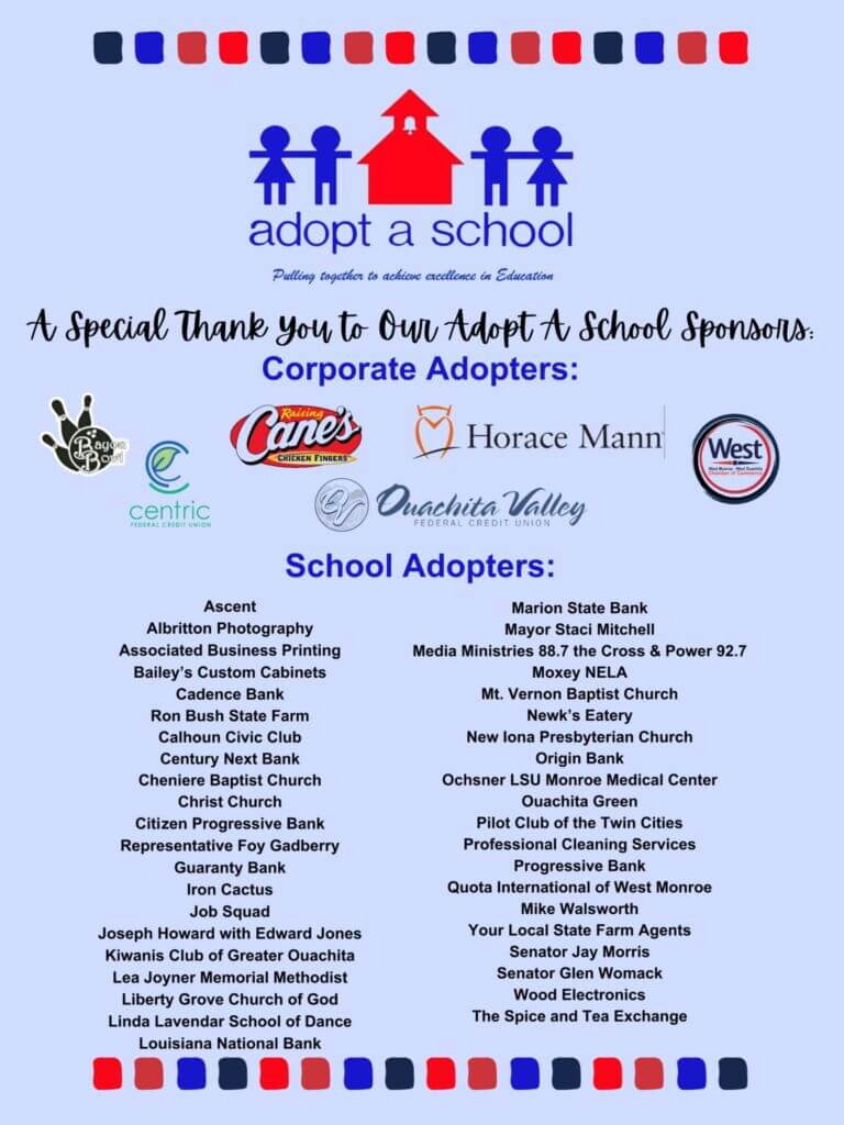 Adopt a School Sponsors flyer