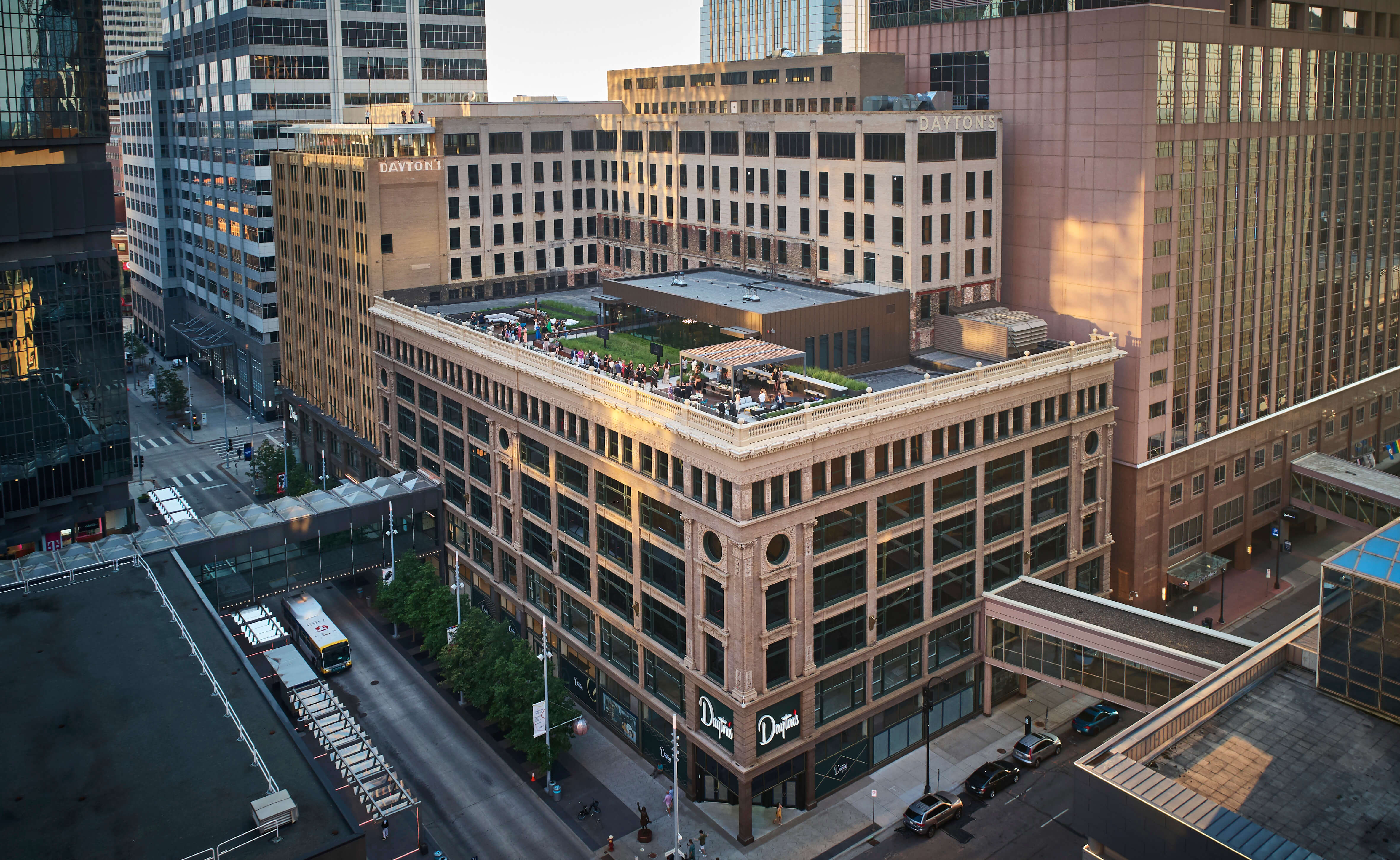 Aerial view of the Dayton's Project redevelopment in downtown Minneapolis