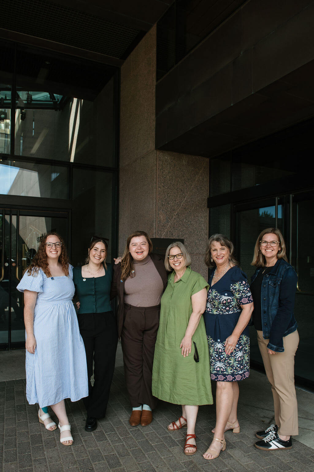 Members of the Women in Engineering Committee outside the McNamara Alumni Center