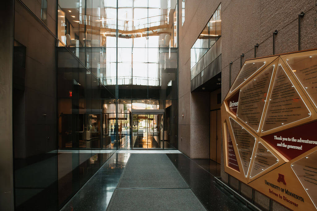 Interior of the McNamara Alumni Center at the University of Minnesota