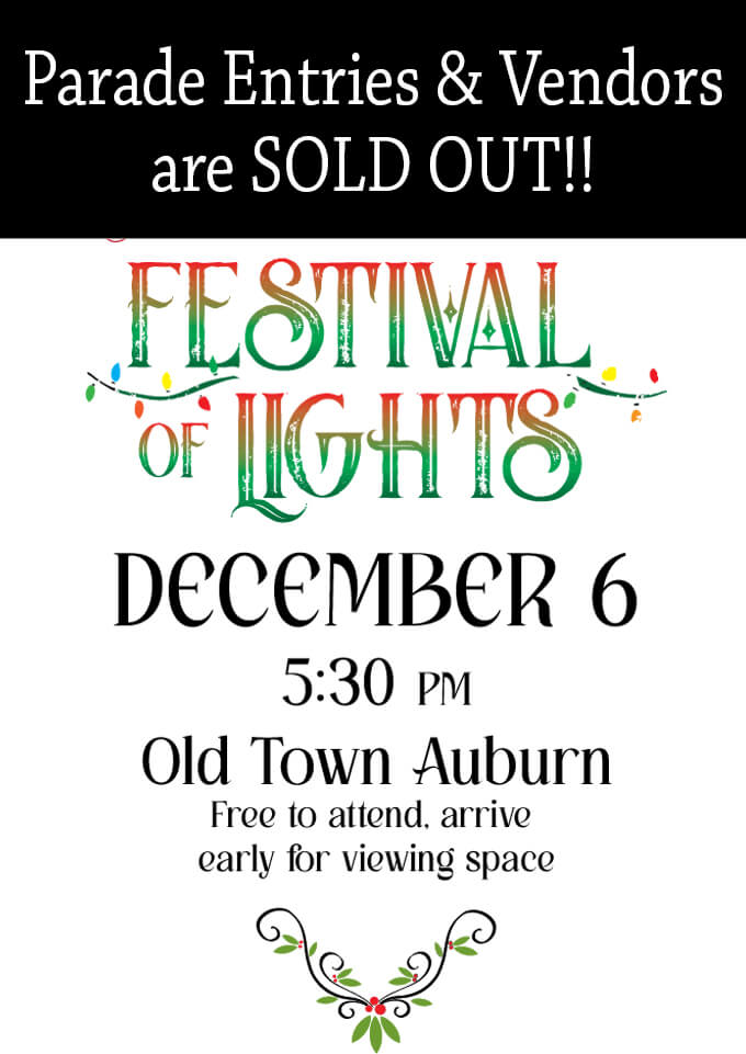 Festival of Lights, December 6, 5:30 pm. Entries are Sold Out!