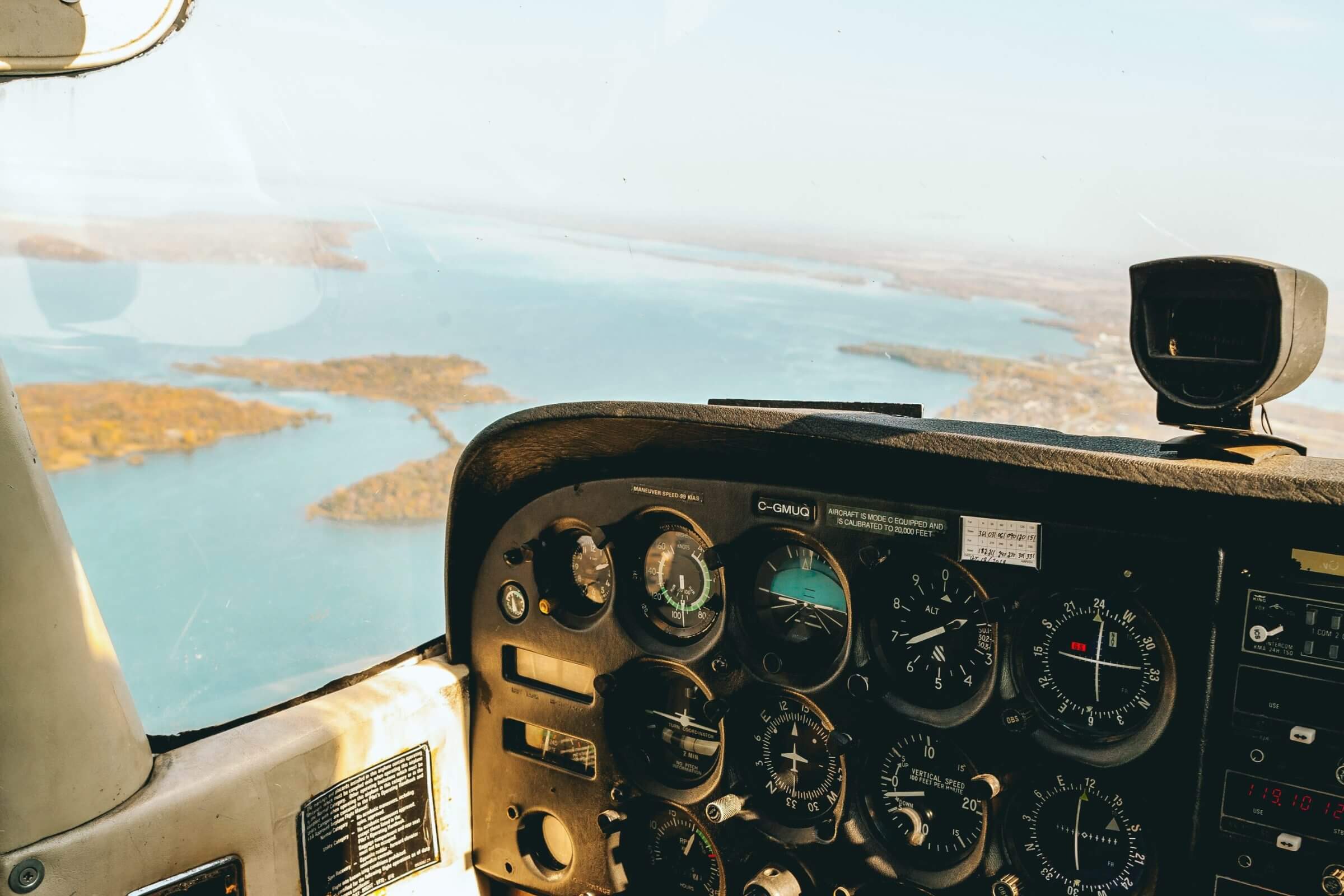 View from the cockpit of a small airplane