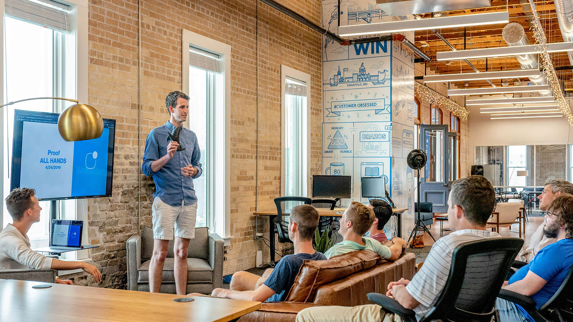 Young business men in a meeting