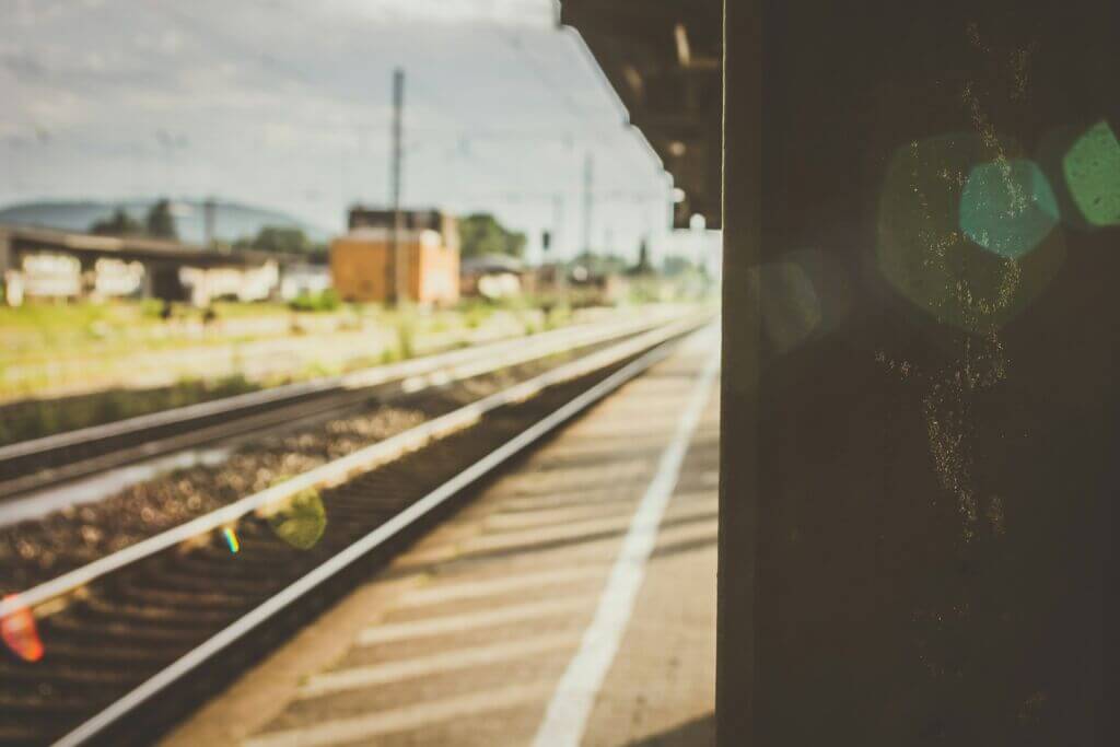 Blurred side view of railway tracks