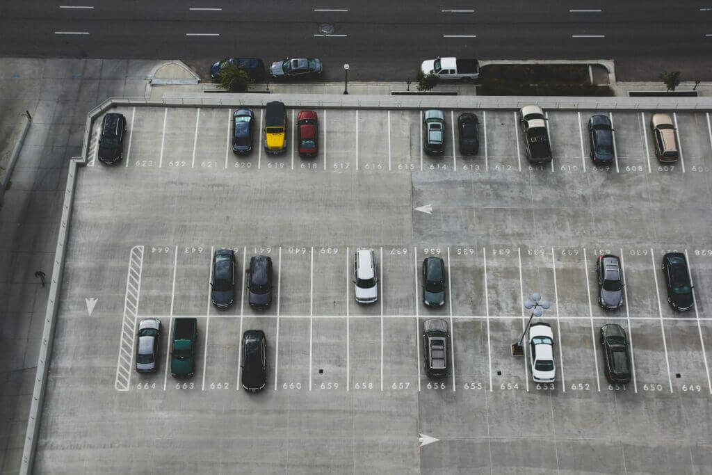 Parking lot with cars