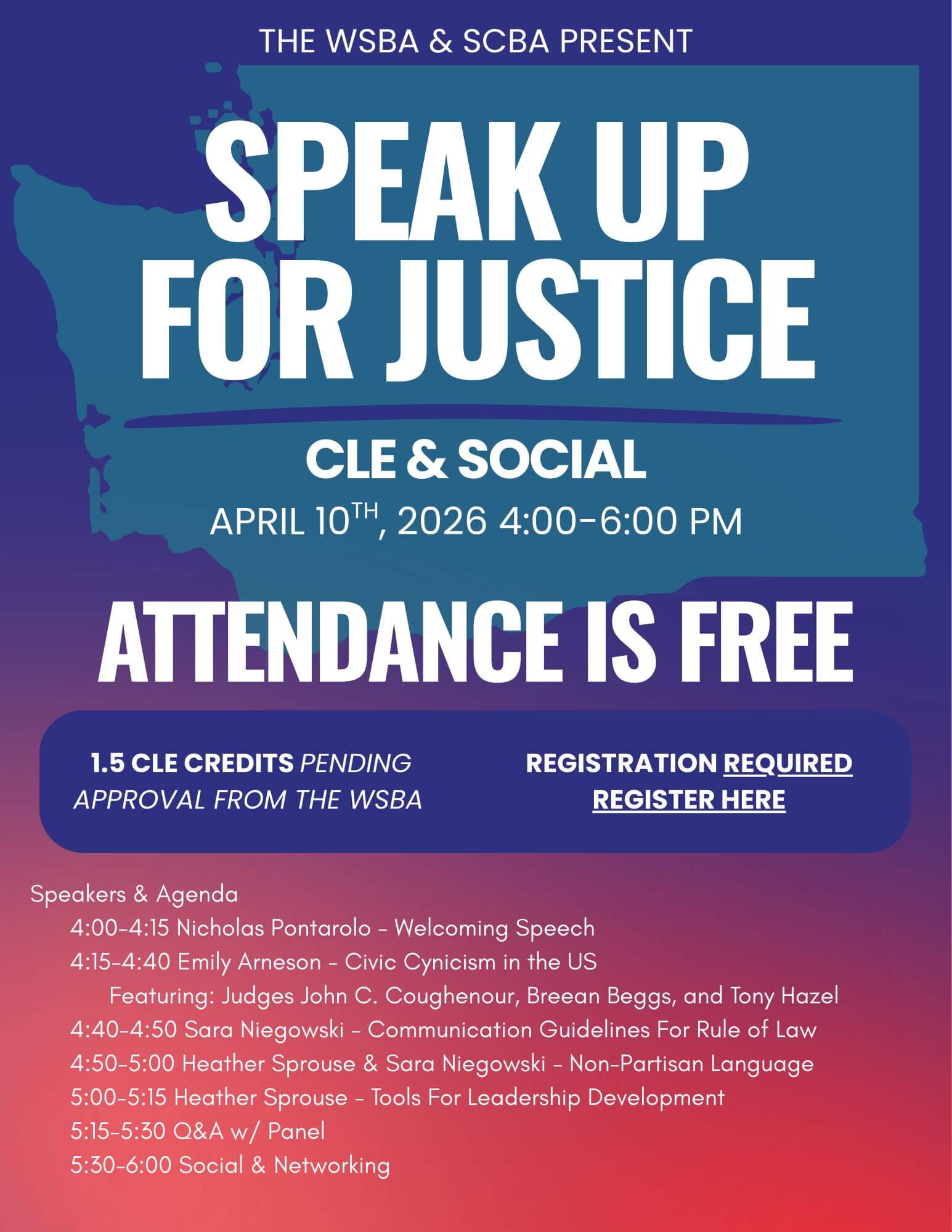 Speak Up for Justice CLE Flyer